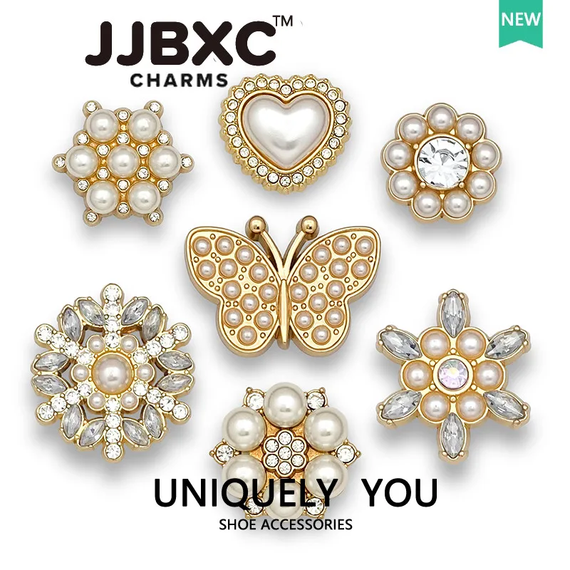 

Металлические подвески JJBXC, аксессуары для обуви, жемчуг, бабочка, бриллиант, цветок, сплав, модная обувь, украшения, подходят для кроссовок