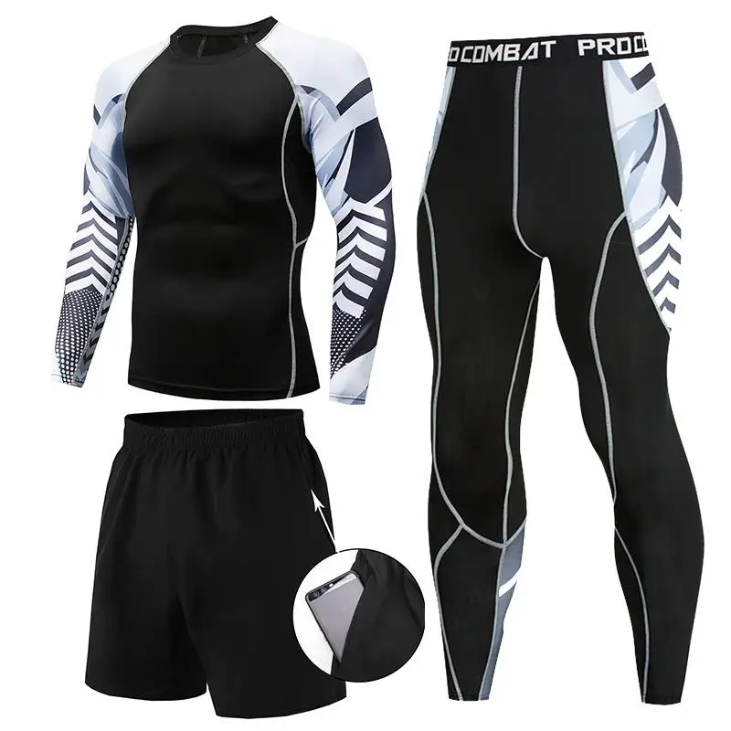 Men's Muay Thai Men MMA Kickboxing Sport Suit BJJ Rashguard T Shirts Rash Guard Fitness Tracksuit Boxing Jersey Running Set 58