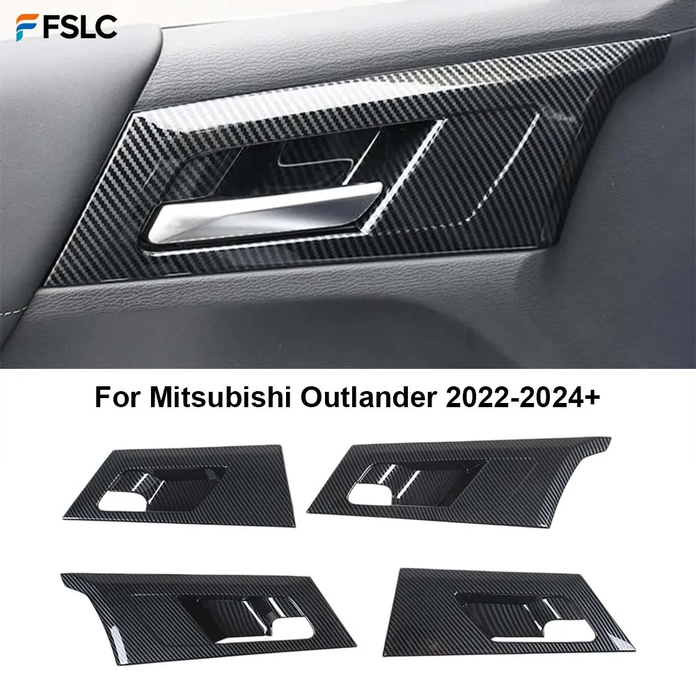 

⭐Genuine⭐ Upgrade For Mitsubishi Outlander 2022-2024 ABS Carbon Fiber Style Inner Door Handle Bowl Cover Trim Auto Accessories