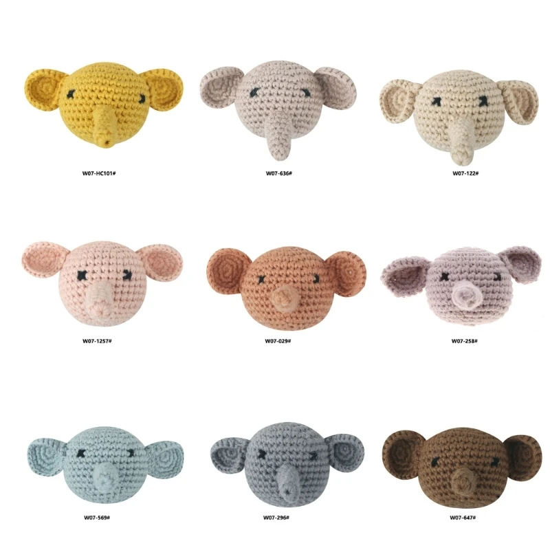 

Soft-Cotton Baby Pacifier Chain DIY Mini Knitted Elephant Heads Baby Present Lightweight Size 4.5cm×4.5cm/1.8x1.8-inch