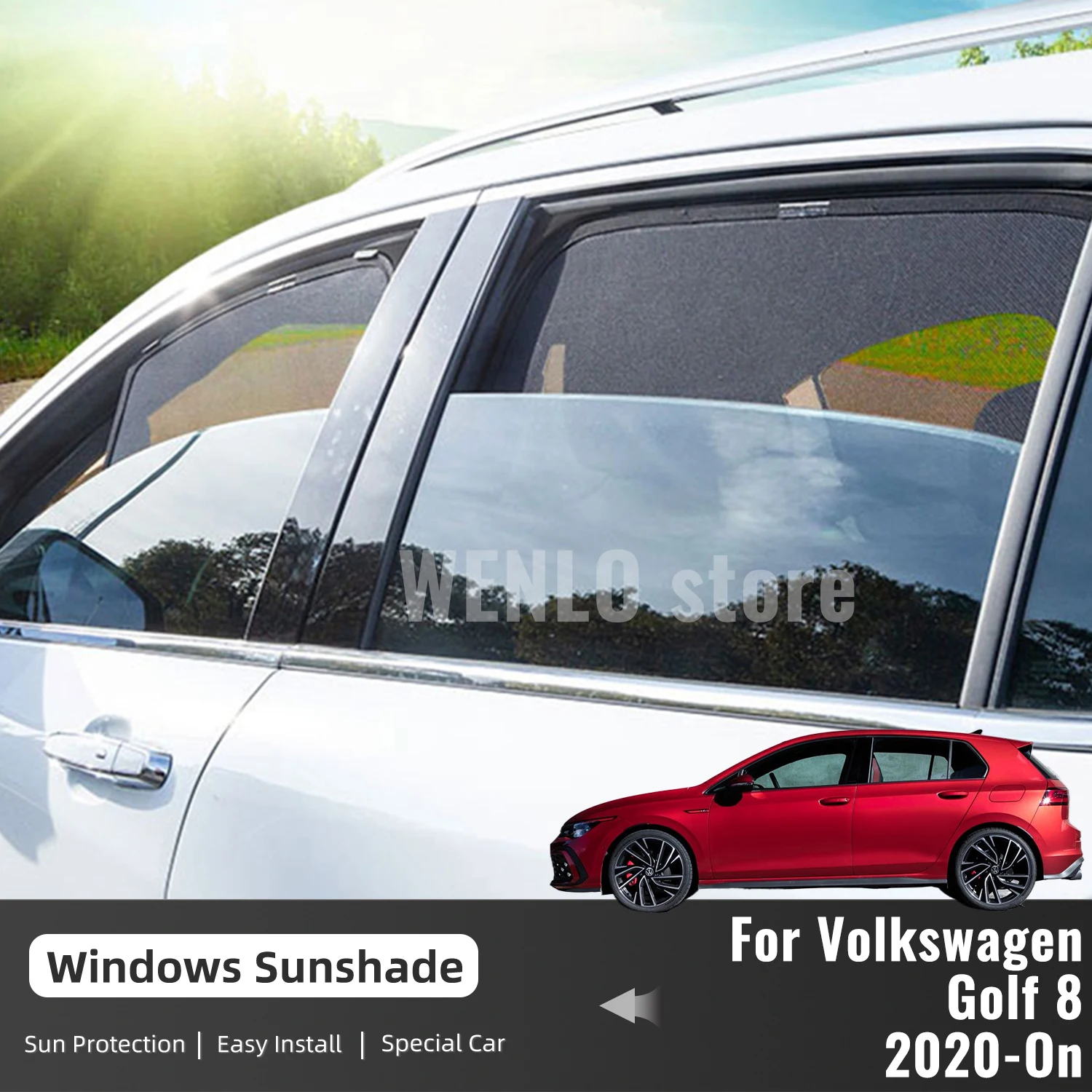 

For Volkswagen VW Golf 8 Golf8 2024 2023 2022 2021 Car Window Sunshade Magnetic Curtain Sun Shade Visor Net Mesh Protect Kids