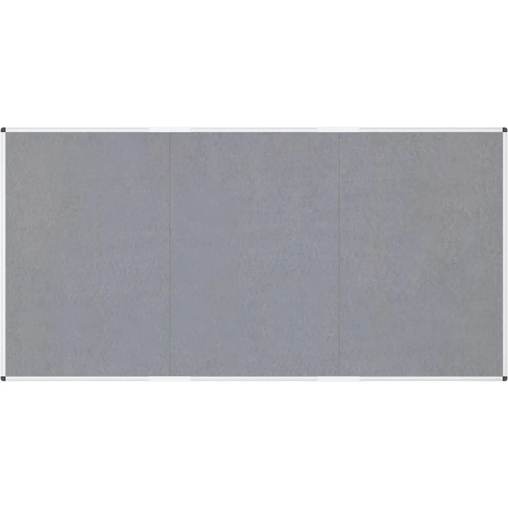 لوحة إعلانات كبيرة من القماش/لوحة إعلانية قابلة للطي باللون الرمادي، مقاس 96 × 48 بوصة، إطار من الألومنيوم الفضي