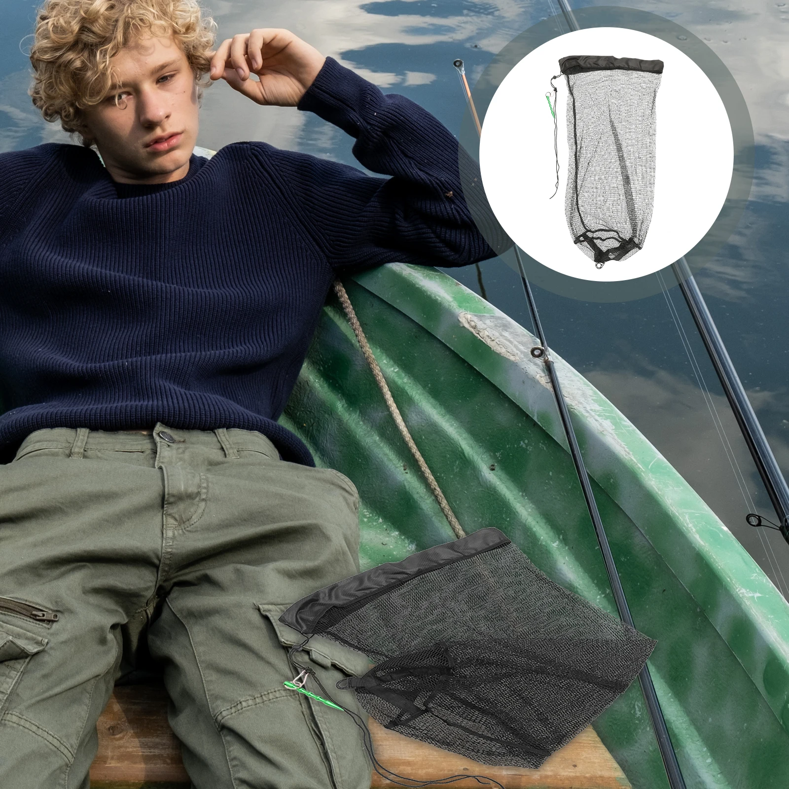 

Net 60x100cm Mouth Reinforced Collapsible Fishing Guard Fish Catching Netting Durable Nylon Foldable Fishing Tools Supplies