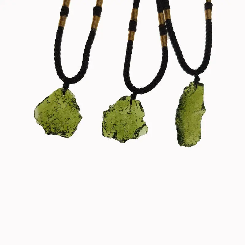 자연 녹색 체코 Moldavite 운 석 영향 펜 던 트 목걸이 차크라 치유