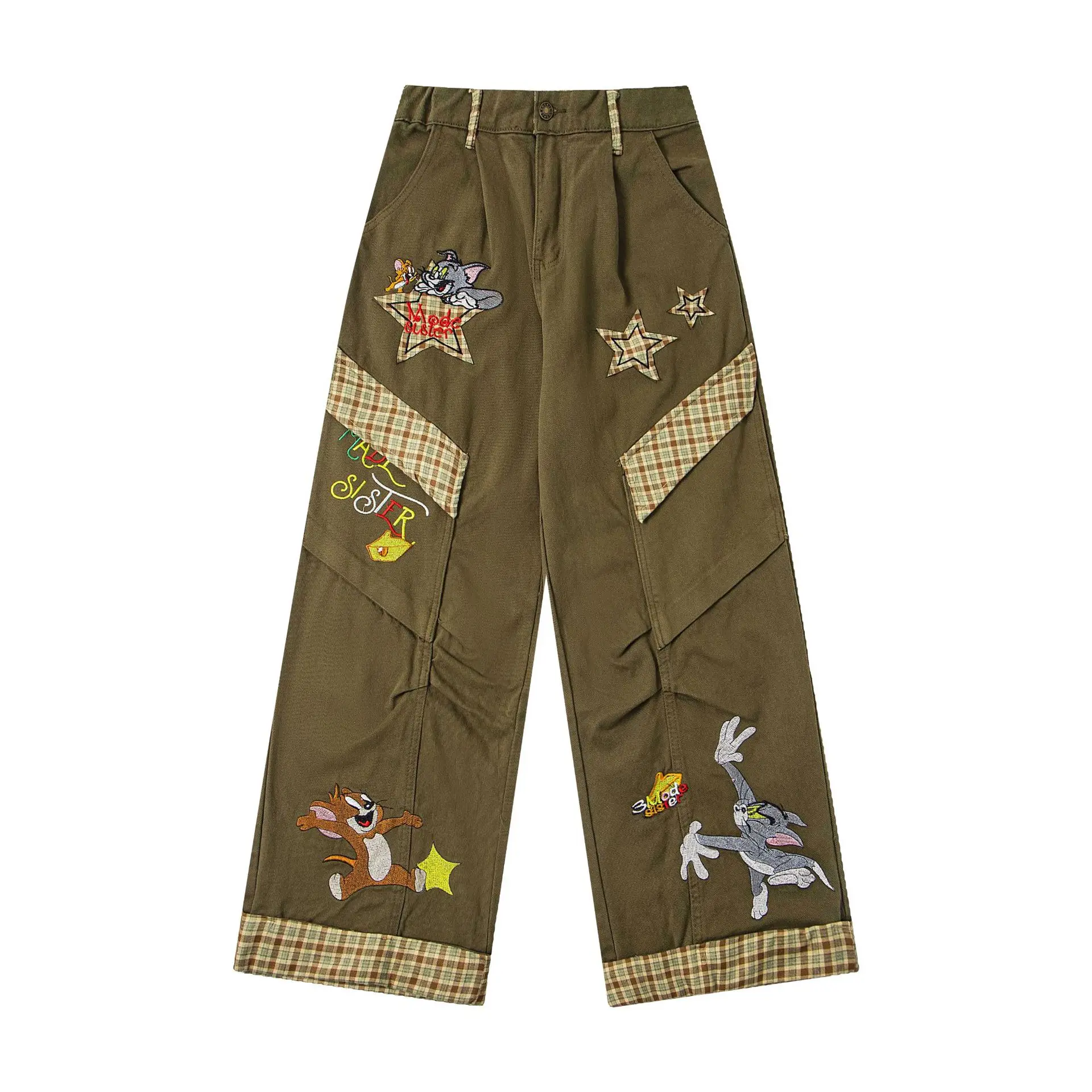 

Japanese Retro Fun Dog Embroidery Long Sleeve Shirt Unisex Autumn Loose Casual College Style