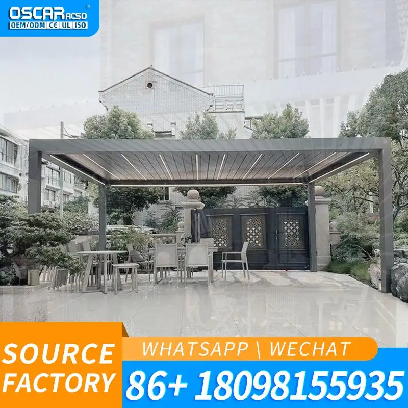 Patio Backyard Deck Use Europe Weatherproof Adjustable Roof Pergola with LED Strip 3x6 Aluminum Louvered Shelter Creative Stylis