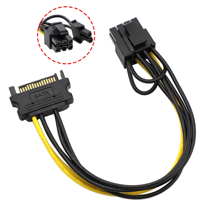 NEW SATA Male 15pin to 8pin (6+2) PCI-E Power Supply Cable Converter Adapter For Graphic Video Card GPU 6PIN+2PIN Extend Cord