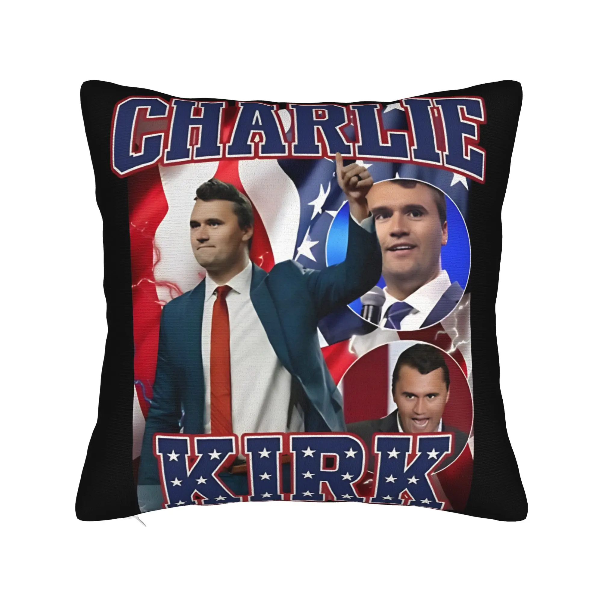 Charlie Kirk Bold Patriotic Stars Pillow Case  Novelty Pillow Cover Custom Pillowcases For Office Car Home Decor