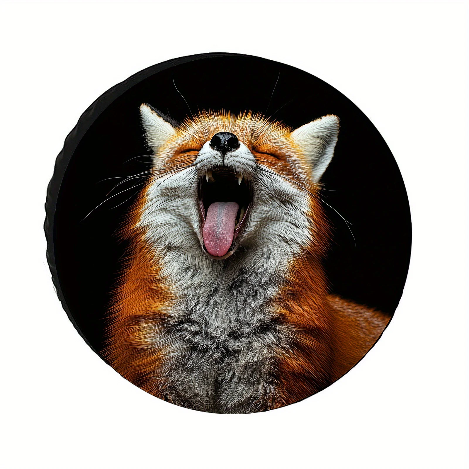 Cubierta de neumático Yipping Fox: diseño realista de cabeza de zorro rugiente, protector de neumáticos apto, decoración de ruedas de tela de poliéster duradera para Ca