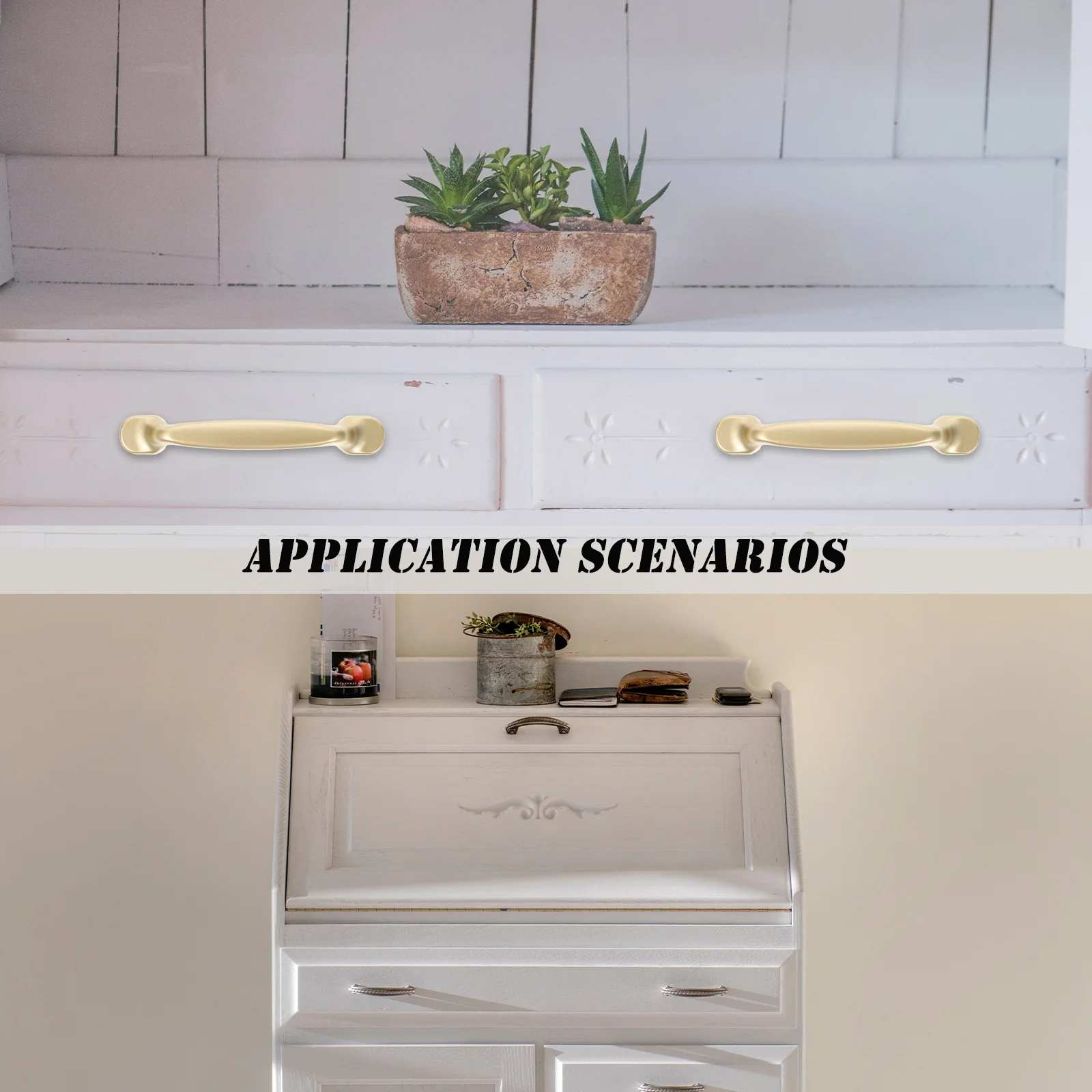 

4pcs Cabinet Handles Brushed Gold Kitchen Drawer Pulls Smooth Modern Design Rust Resistant Durable For Door Wardrobe Hardware