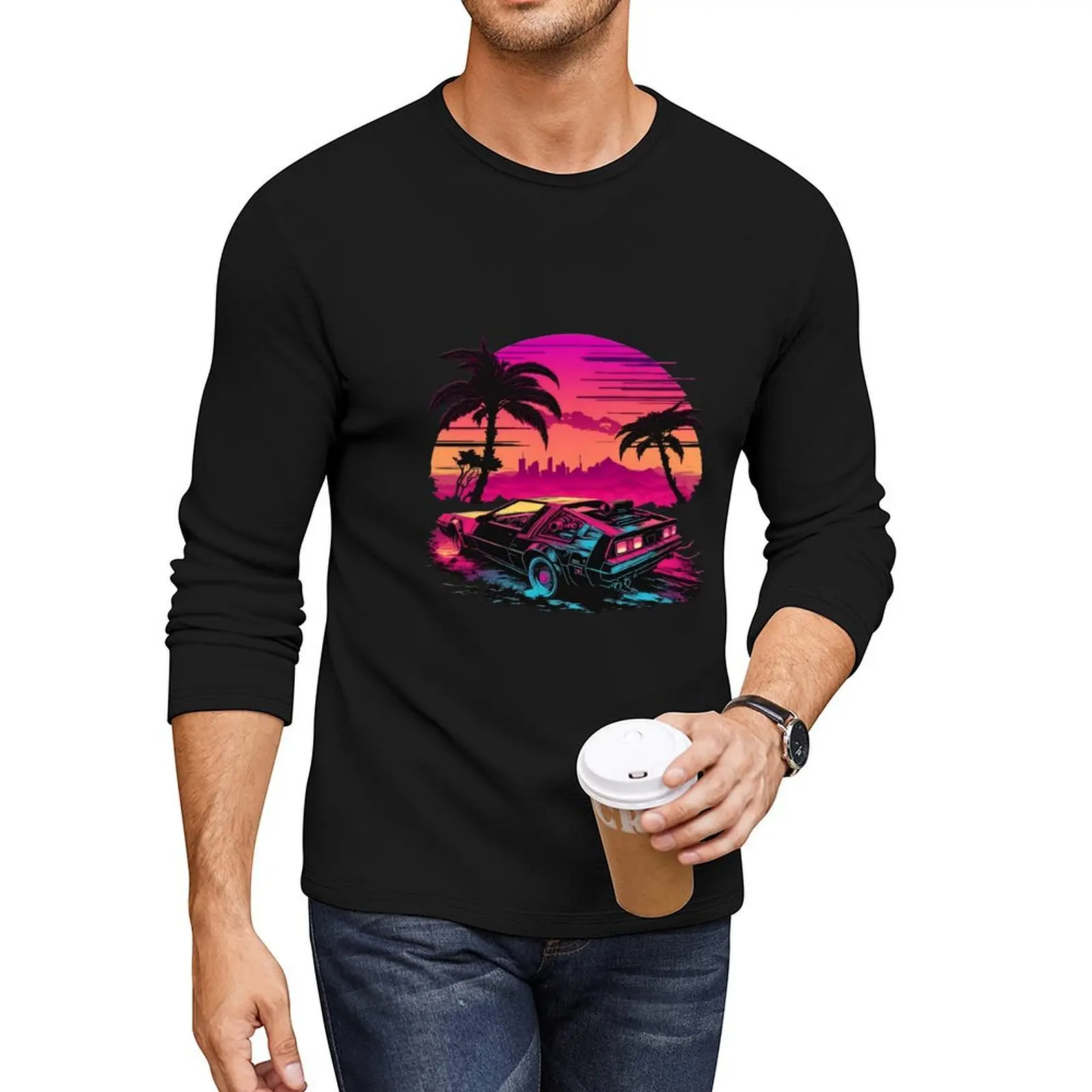

Landscape Synthwave Long T-Shirt custom t shirts design your own hippie clothes men clothings