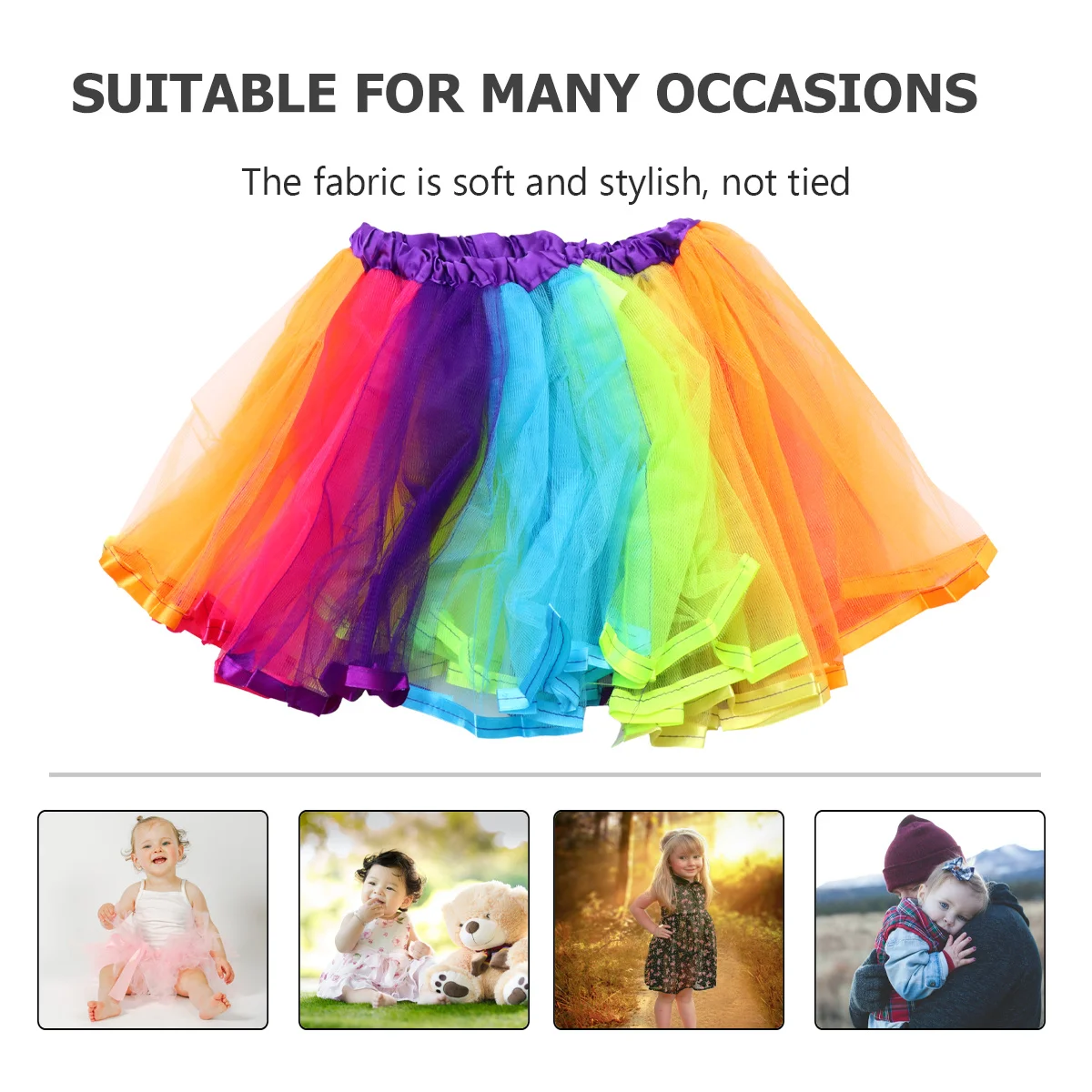 

1Pcs Rainbow Skirt Colorful Tulle Dress Perfect for Girls Birthday Party Flower Girl Recital Graduation Flower Girl Skirt