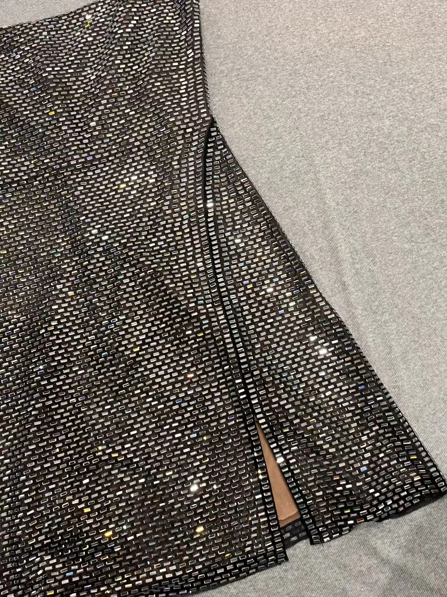 Vestido de festa feminino com strass quente moda mini vestido colete dividido