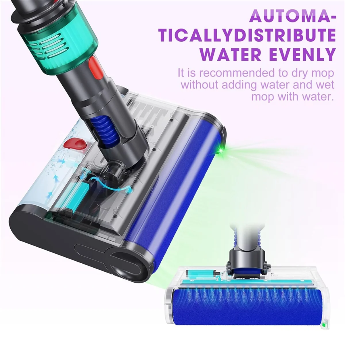 Brush Head for Dyson V7 V8 V10 V11 V15 Vacuum Cleaner, Electric Floor Mop with Clean and Dirty Water Tank for Carpets