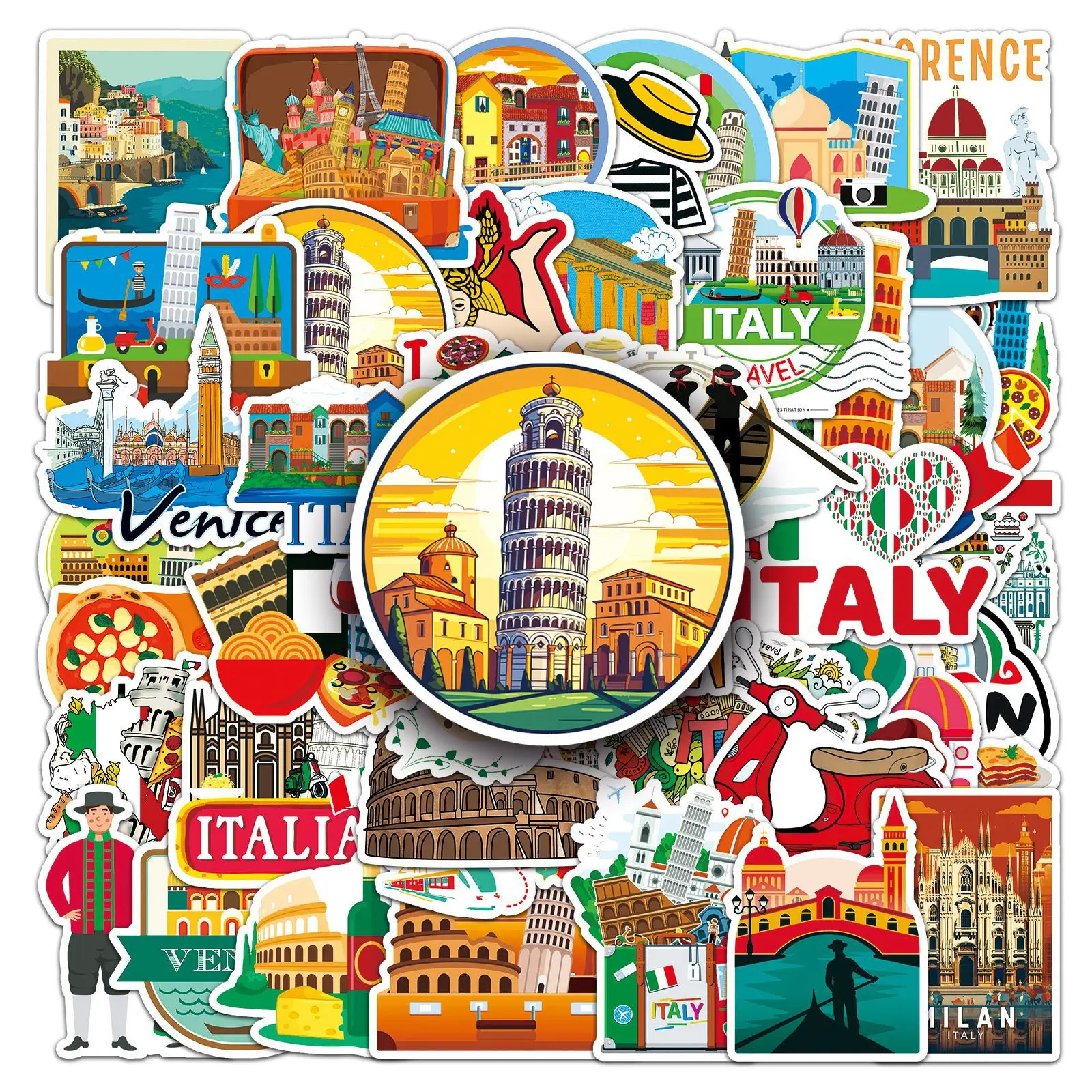 

50PCS Italy Outdoor Travel Scenery Landmark Decorative Stickers DIY For Laptop Water Bottle Notebook Phone CaseTravelLovers Gift