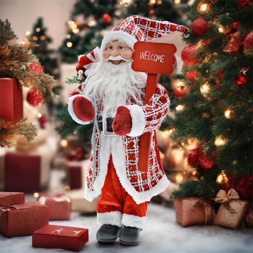 45CM Beautiful Grandpa Santa Claus Figurine, Christmas Santa Claus Doll Statue For Home Room Decoration