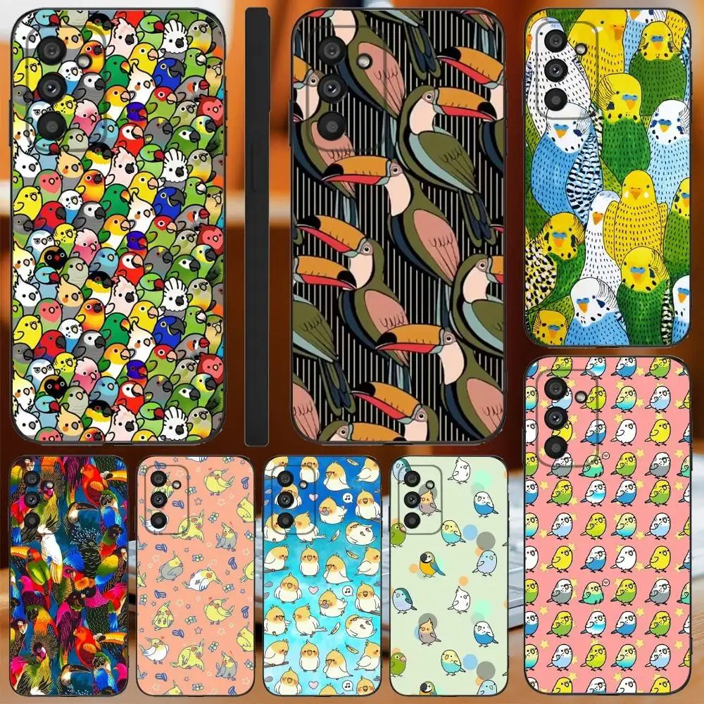 

Animal Parrot Bird Phone Case For Samsung Galaxy A13,A21s,A22,A31,A32,A52,A53,A71,A80,A91 Soft Black Cover