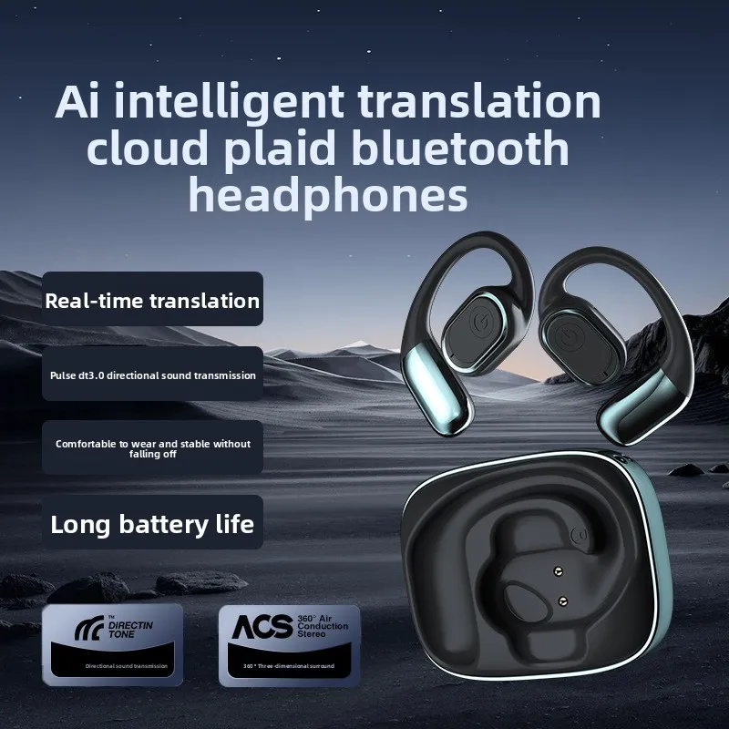 人気の耳掛け式ワイヤレスヘッドセットx3、オープンカスタマイズ可能なインテリジェントai翻訳、bluetoothヘッドセット