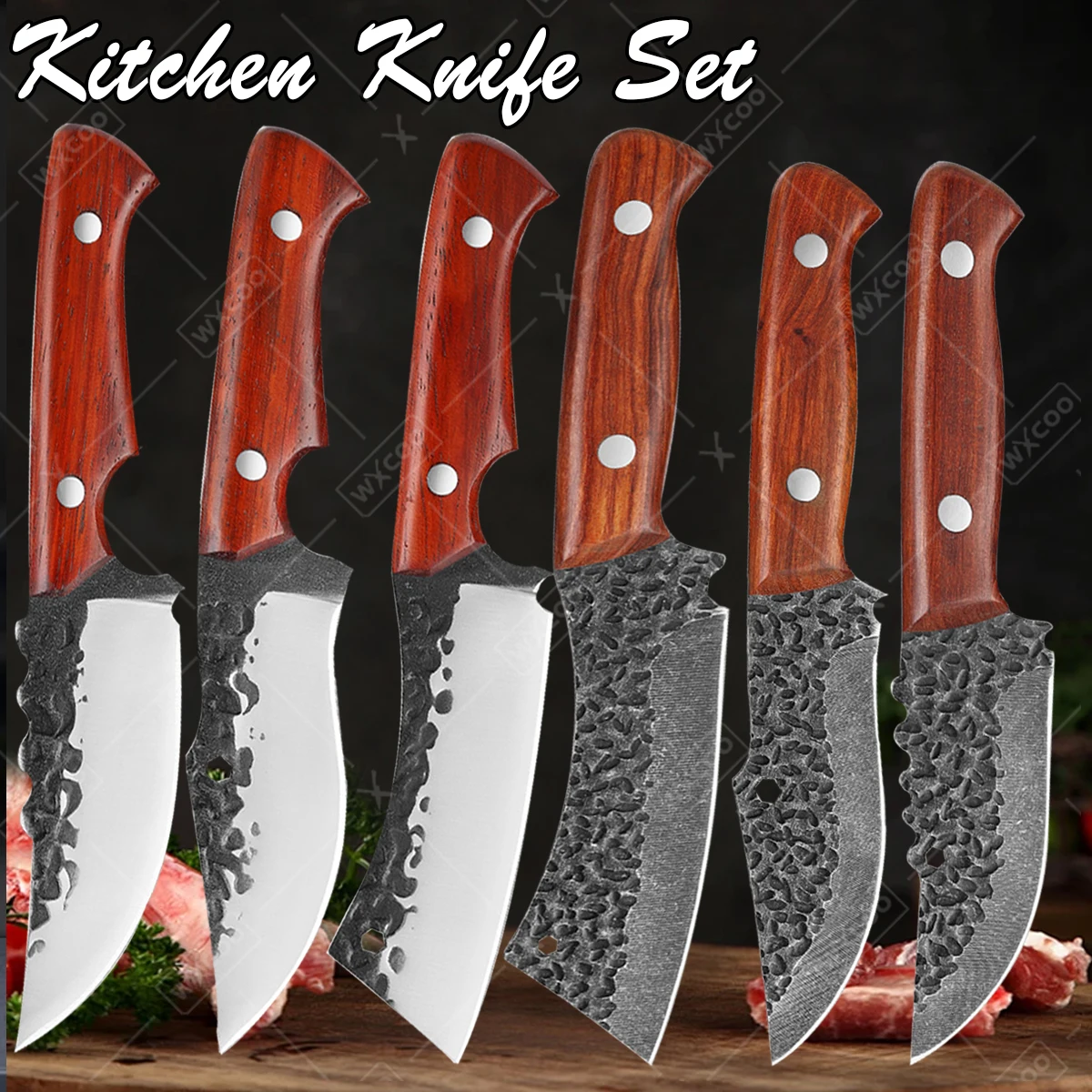 Professional Handmade Forged Chef's Knife Kitchen Knives Meat Cleaver Utility Knife Stainless Steel Boning Knife with Cover