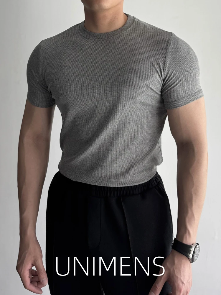 

Men's ort Sve T-irt Casual Fitn round Ne Pure Color Elastic Sportswear Breathable Summer Loose Comfortable Top