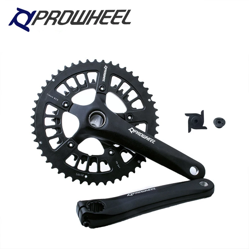 PROWHEEL-Road Bike Hollow Crank Set, Aluminum Chainring, Bike Accessories, 9 Speed, 10 Speed, 11 Speed, 50-34T