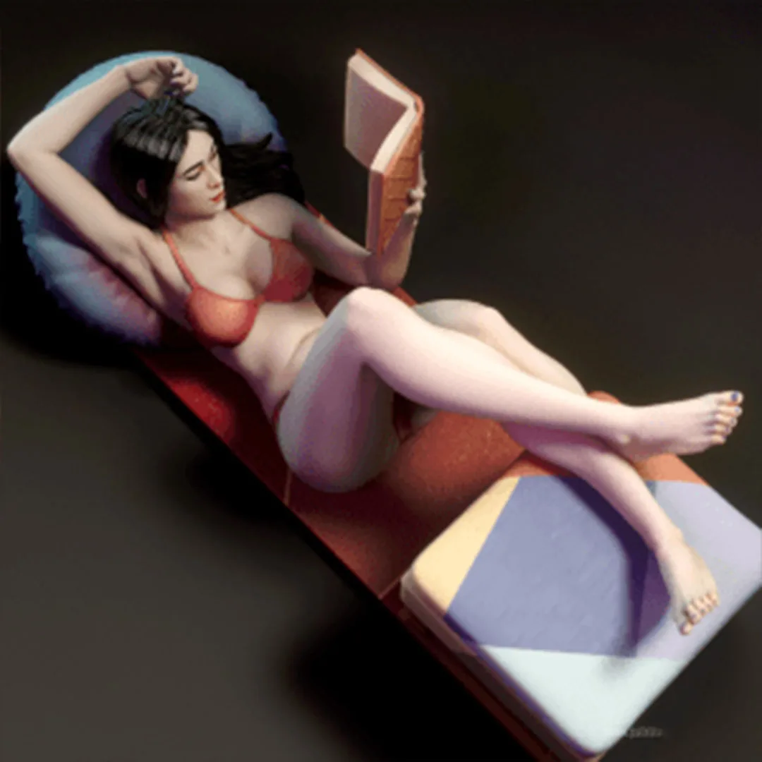 120mm, 100mm, 75mm, 50mm 3D printing, NSFW, miniature model resin figures,A Woman Reading A Book unassembled and unpainted kit