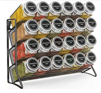 Kitchen Spice Rack 4 Tier Spice Organizer Carbon Steel Wall Shelf with Spice Jars for Cabinet Kitchen Pantry Organizer Shelf