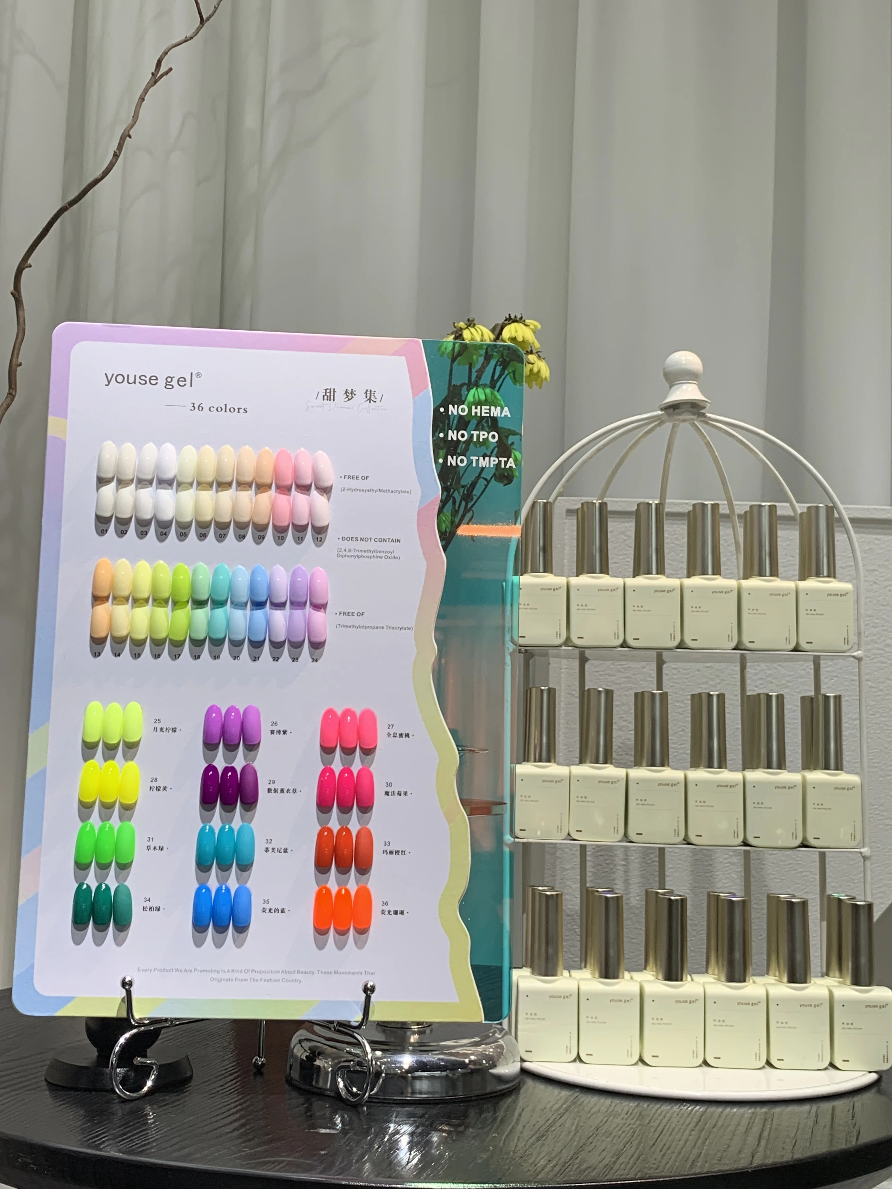 36-color dopamine macaron-inspired fluorescent nail polish set with color chart, DIY nail art gel, artistic nail art charm, suit