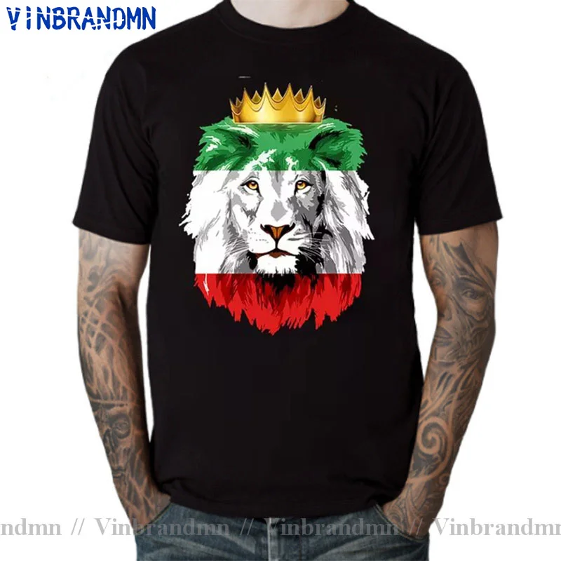 Iranian King of Lion T Shirt Man Men Iran Flag With Lion T-Shirt Leisure Persia No War T-Shirt Funny Gift Male Tops Tees TShirt