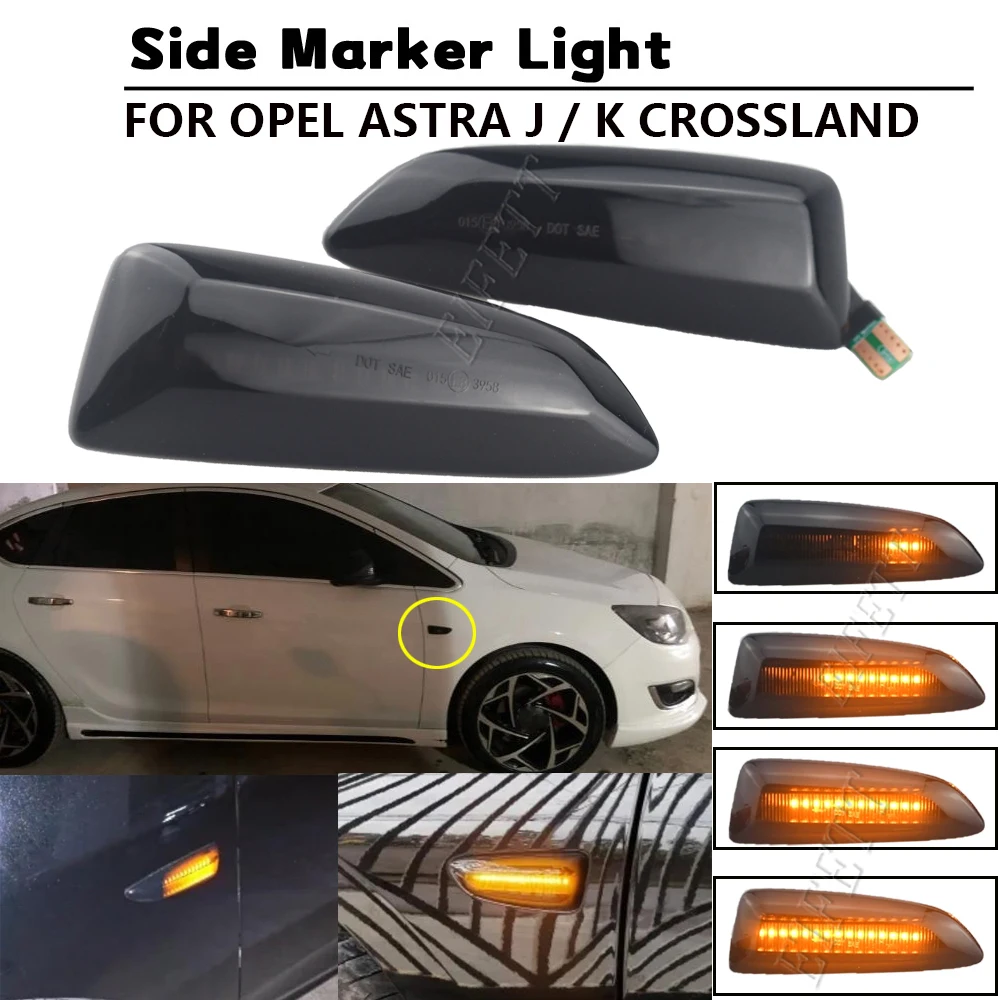 2 قطعة Led ديناميكية الجانب ماركر بدوره مصباح إشارة الوامض متسلسل لأوبل أسترا J أسترا J K زافيرا C إنسيجنيا B Grandland X