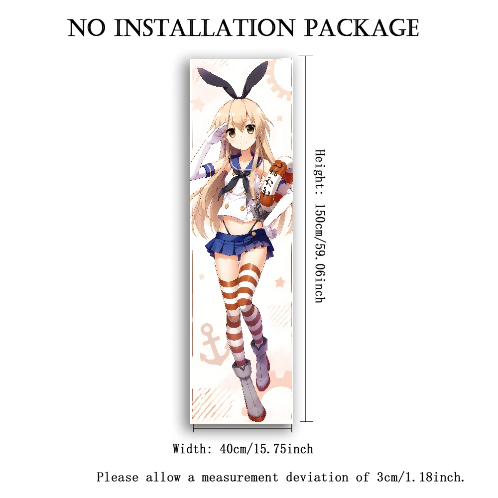 Kantai Collection Shimakaze Bunny Sailor Long Tapestry, Navy Anchor Anime Vertical Wall Hanging Otaku Bedroom Dorm Decor