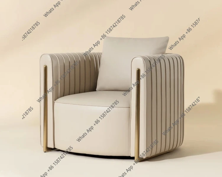 O New Design Luxury Brushed Gold Stainless Steel Faux Leather Accent Chair Living Room Chair For Home Hotel Villa
