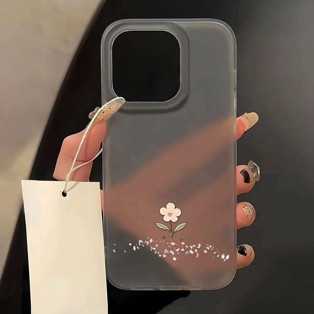 

Flower Phone Case For iPhone 11 16 13 15 17 12 14 Pro Max Funda iPhone 17 Air 12 Mini Ultra Thin Matte Translucent Clear Cover