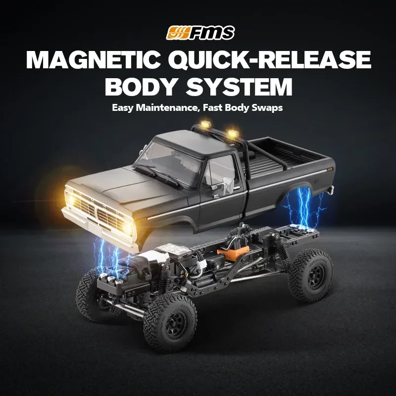 FMS FCX18 II Ford F-100 1/18 Scale 2.4G Brushless RC Pickup Truck Quick Change Shell Simulation Climbing Car Model RTR Toy