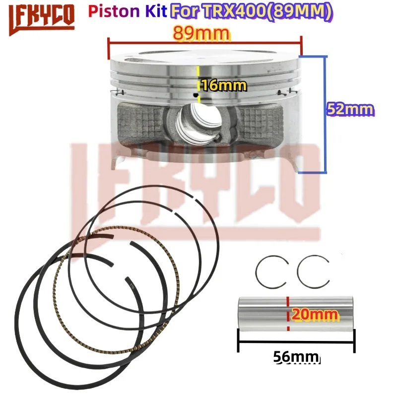 Engine Part 89mm Piston 400CC for Honda TRX400 Sportrax 400 TRX400EX TRX400X 1999-2014 Pin 20mm Kit ATV Quad Motorcycle Accesory