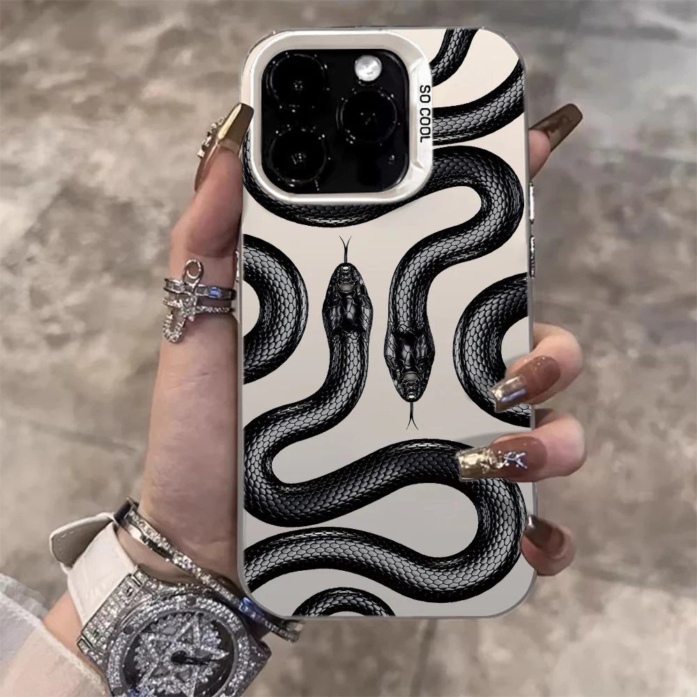 Phone Case For Samsung Galaxy S26 S25 S24 S23 Ultra S22 Plus S21 FE A56 A54 A53 A55 A36 A34 A33 Dark Aesthetic Coiled Snake Case