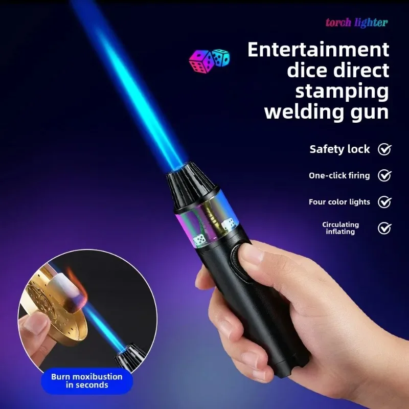 JOBON Metal Dice Decompression Jet Blue Flame Butane Gas Torch Lighter Outdoor Windproof BBQ Kitchen Turbine Cigar Lighters