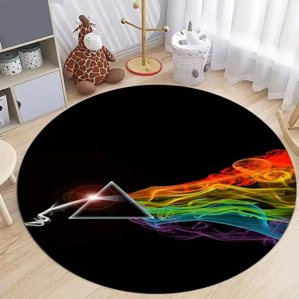 

Эстетичный круглый ковер Prism с черным фоном, грязеотталкивающий, нескользящий, для спальни, креативный ретро-декор для дома, минималистичный стиль
