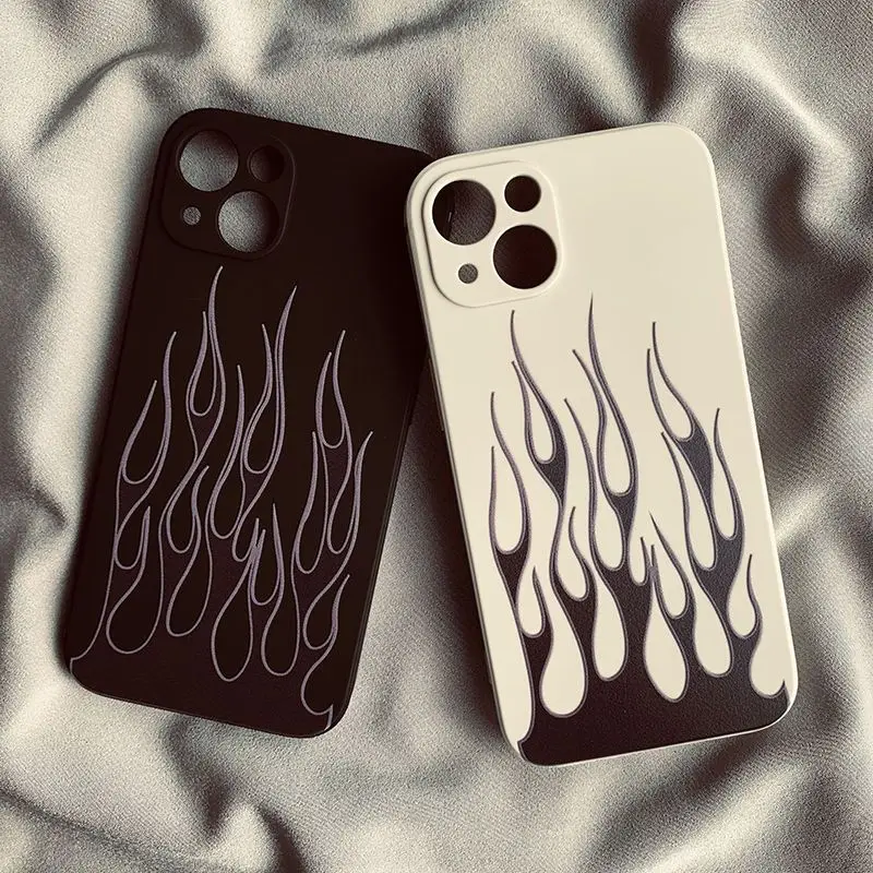 HOT Phone Case For Samsung Galaxy A27 A17 A37 A57 F06 M16 A26 A06 A56 A36 A35 A55 A25 A24 A15 A54 4G 5G Black flame luxury