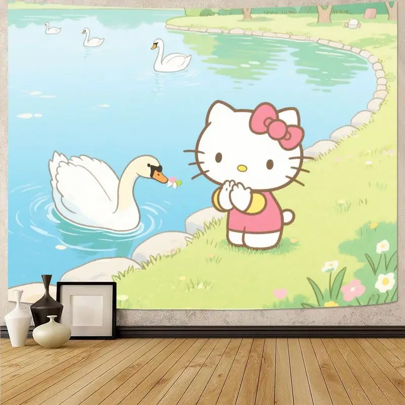 

1 шт., милый гобелен «Hello Kitty», очаровательный розовый настенный рисунок для детской комнаты, декор для гостиной, очаровательный подарок для фанатов в стиле каваи