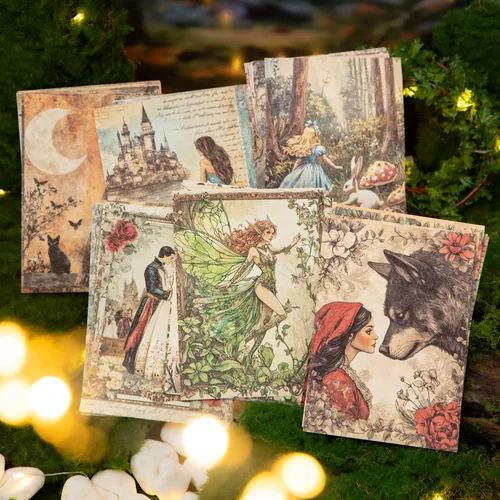 Imagen 1 del producto 30 unids/lote, Bloc de notas, Material de papel, cuentos de hadas para niños, diario basura, álbum de recortes, papel de decoración de fondo Retro