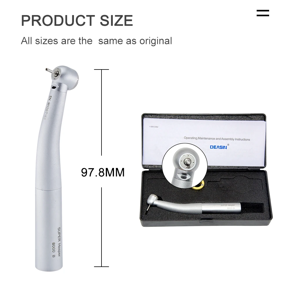 Dental 8000B 25000 LUX Hochgeschwindigkeits-Luftturbinenhandstück mit Keramiklager und Faser für KAVO-Kupplung, 4-Loch-Wasserspray – Detail 3