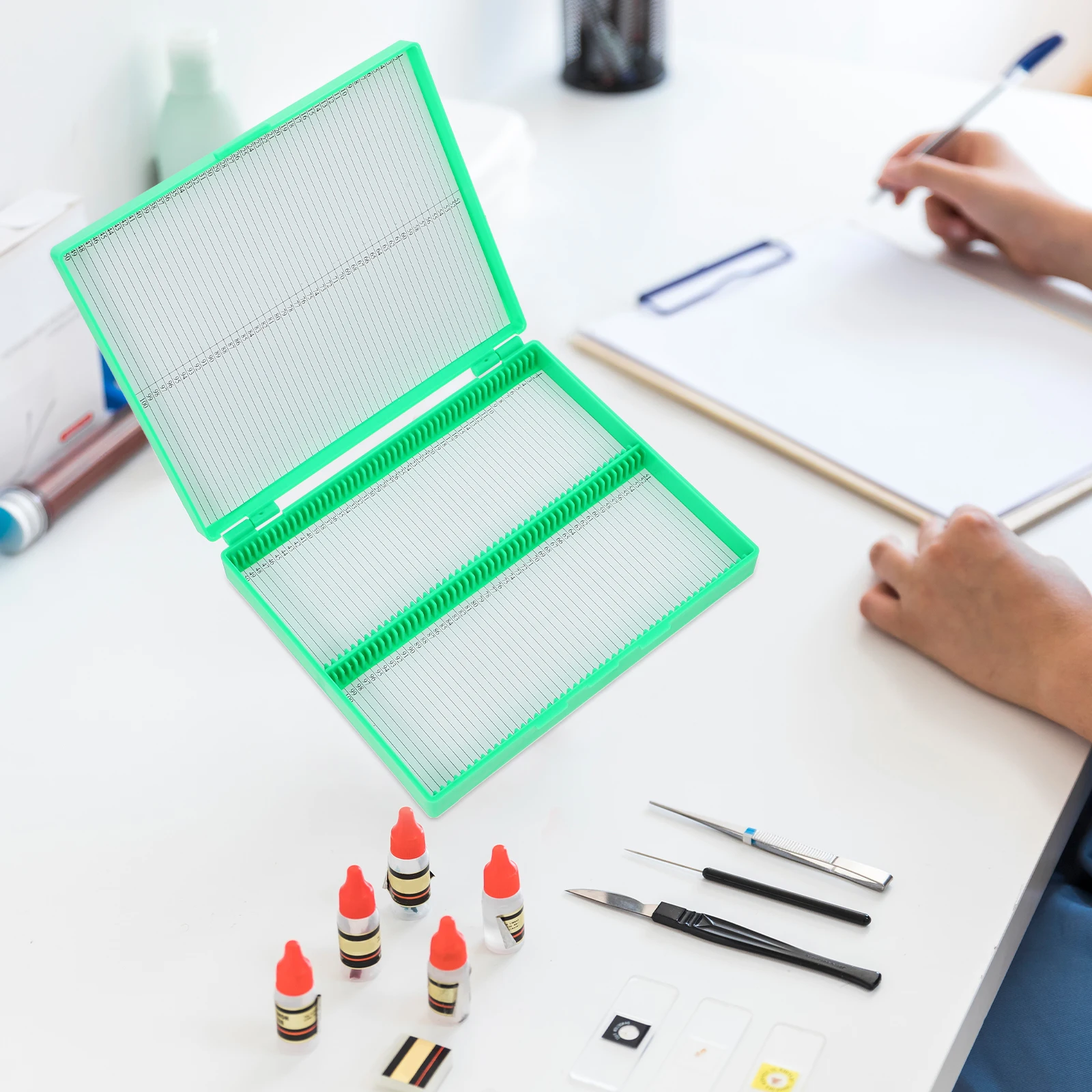 

Microscope Slide Boxes Plastic Storage Transparent Lid Lab Slides Organizer Box Coin Case Accessories