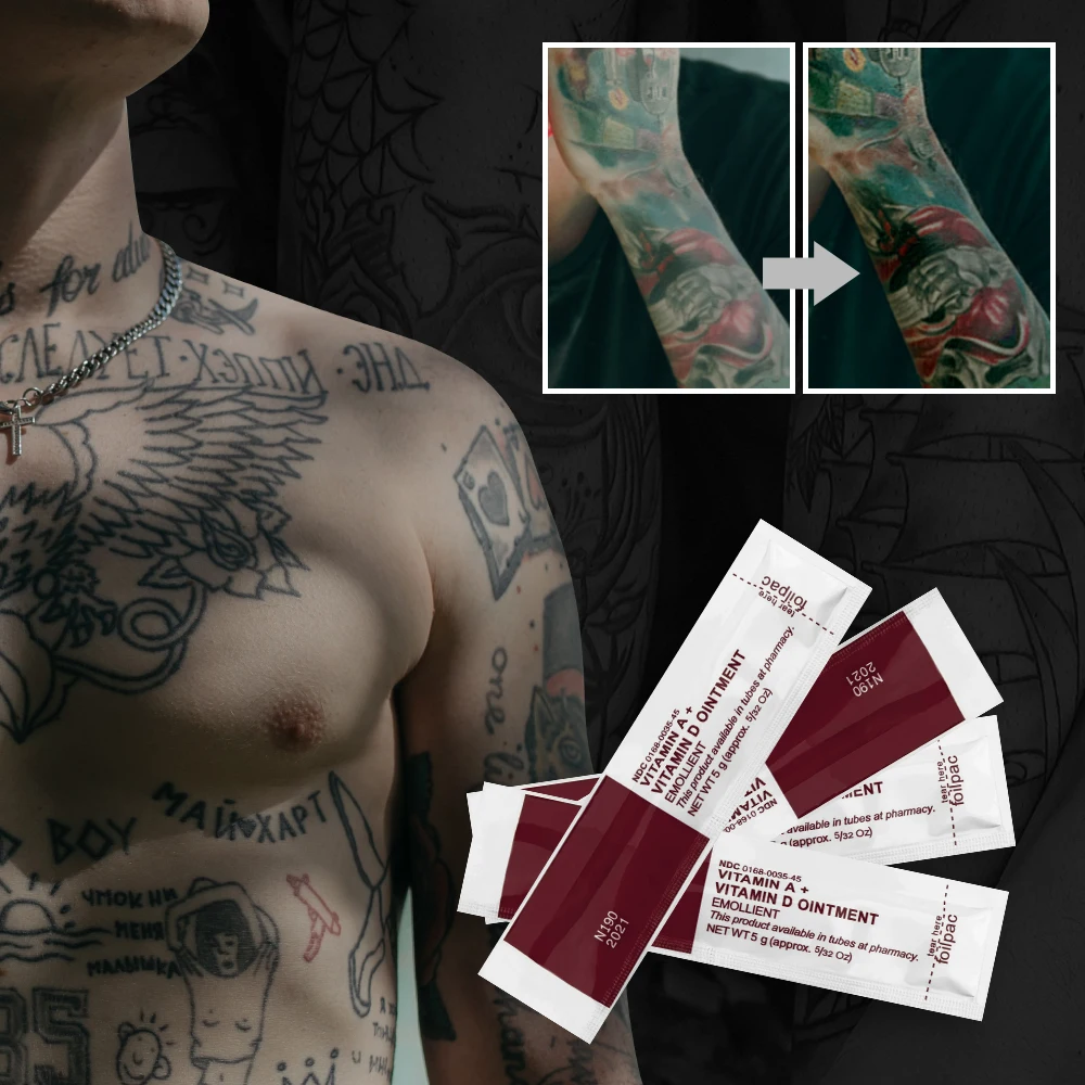 100 pçs creme de cuidados posteriores tatuagem fougera vitamina pomada suprimentos de cuidados de tatuagem creme de recuperação vitamina a & d creme de reparação de tatuagem