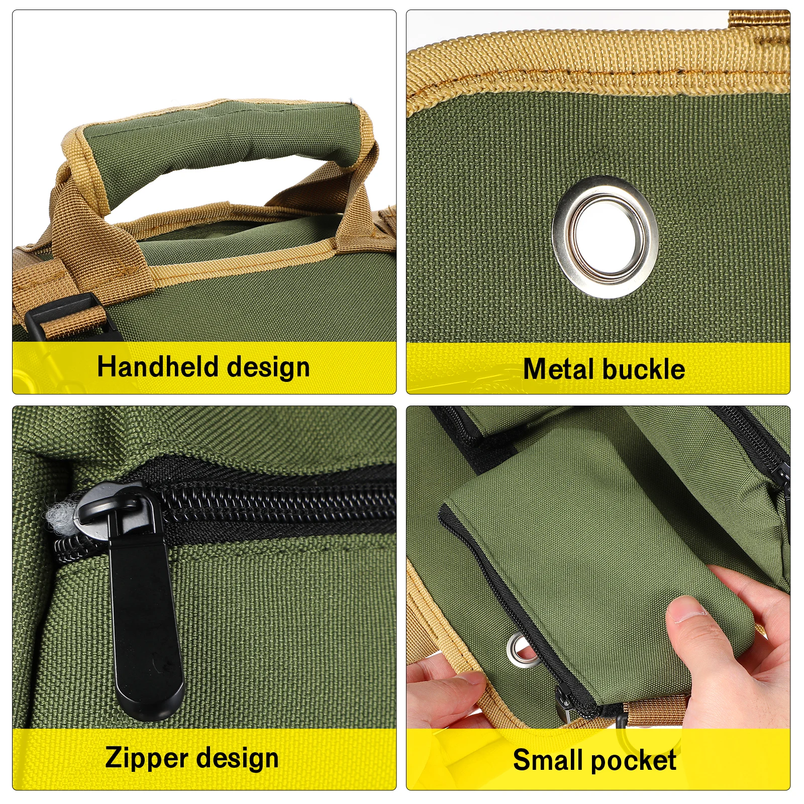 

Durable Tool Storage Bag Large Capacity Rolled Organizer Pouch for Hardware Electricians Woodworking Tools Green