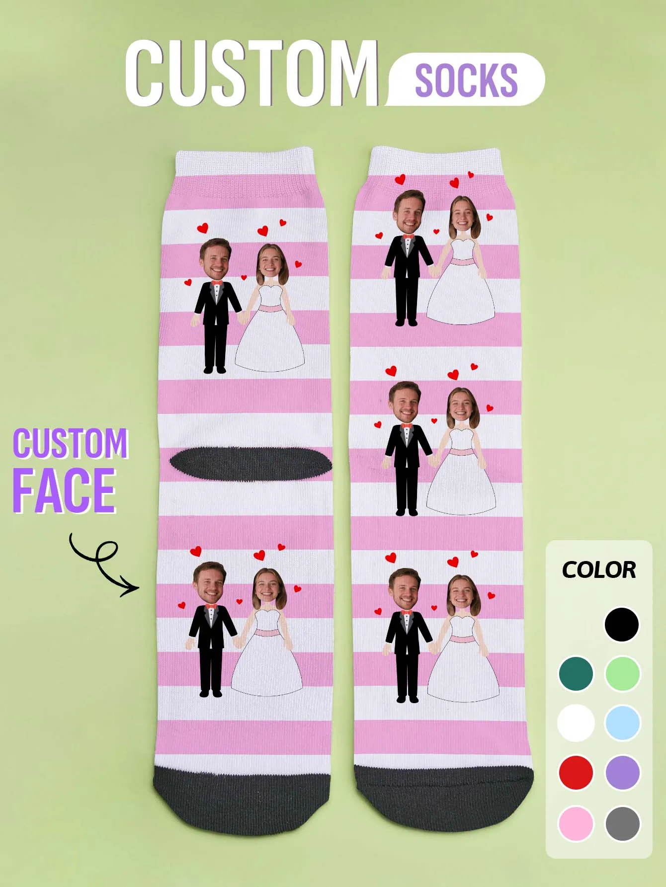 Benutzerdefinierte Fotosocken, personalisierte Paar-Bildsocken, Hochzeitstag, Valentinstag, Geburtstagsgeschenk für Sie, ihre Mutter, Vater