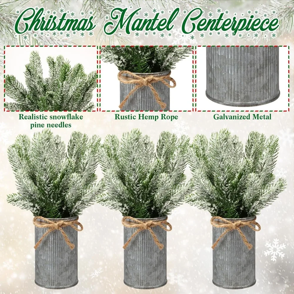 Composizioni floreali natalizie artificiali con vasi per centrotavola in stile fattoria, decorazioni natalizie rustiche