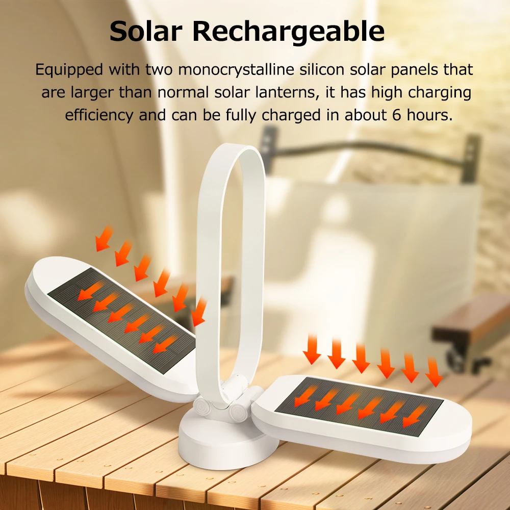 Outdoor light Solar charging Tri color dimming180° Foldable Portable handheld light Outdoor camping lights