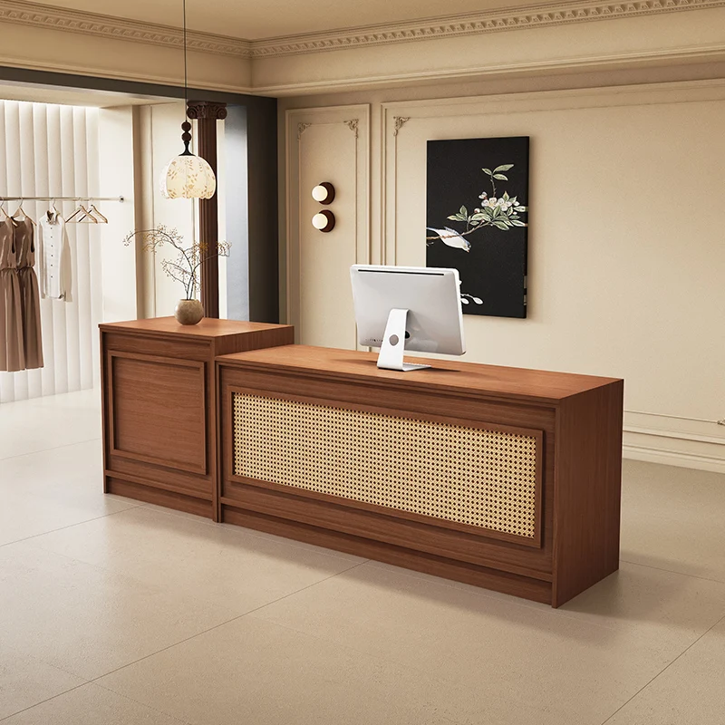 Стойки регистрации с логотипом прилавка Коричневая эстетика Современные офисные стойки регистрации Деревянный бизнес-дизайн Mostrador Recepcion Furniture