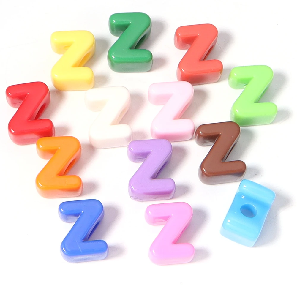 10 Stück/Set farbige Acryl-Alphabetperlen A bis Z Buchstabenperlen mit großem Loch, lose Perlen für DIY Schmuckherstellung, Armband, Schlüsselanhänger, Zubehör – Detail 19